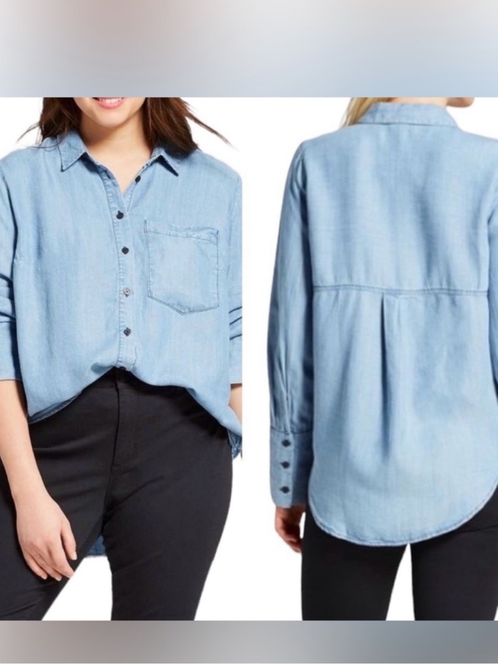 Who What Wear Chambray Lyocell Button Down Relaxed Shirt Medium